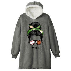 Baseball Mom Messy Bun Mom Life Mother's Day Hooded Wearable Blanket