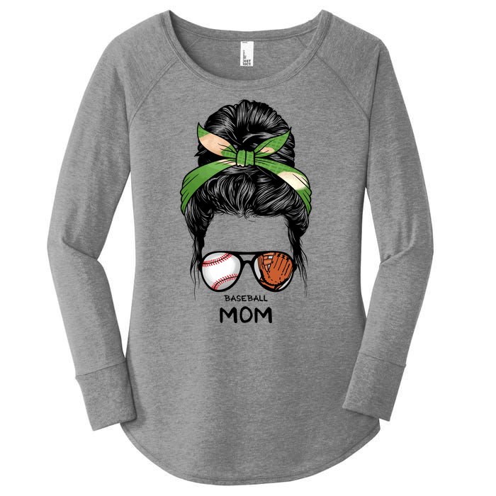 Baseball Mom Messy Bun Mom Life Mother's Day Women's Perfect Tri Tunic Long Sleeve Shirt