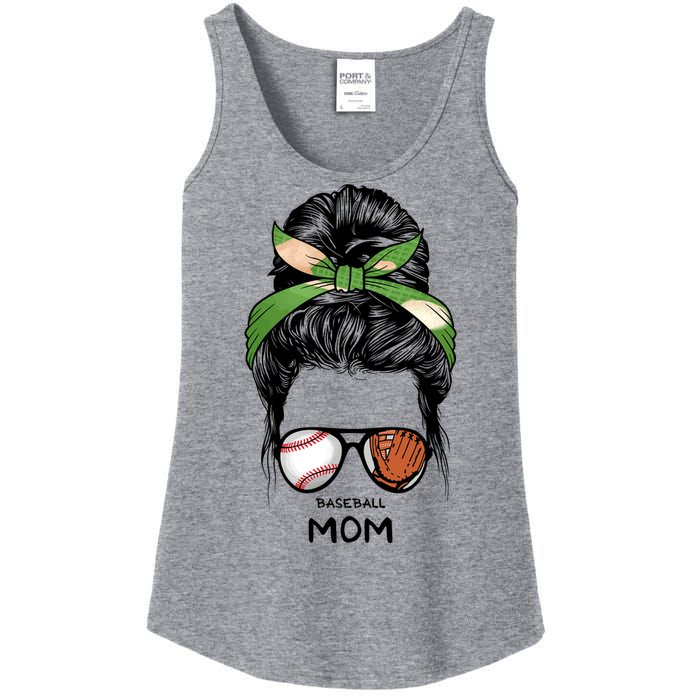 Baseball Mom Messy Bun Mom Life Mother's Day Ladies Essential Tank