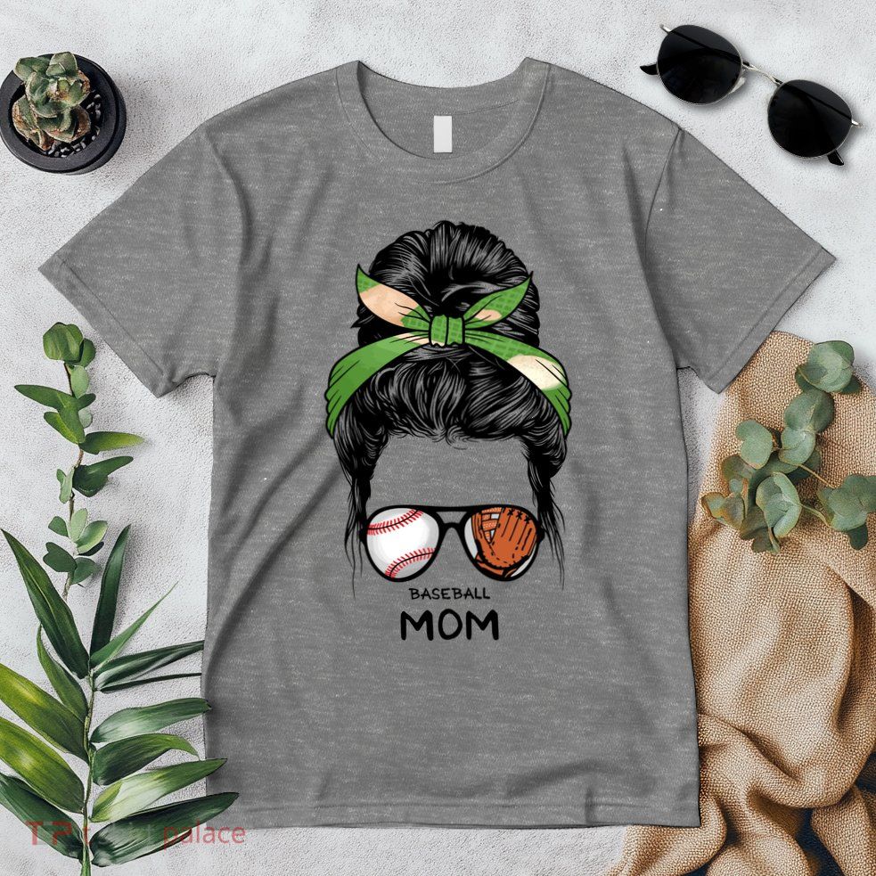 Baseball Mom Messy Bun Mom Life Mother's Day Premium T-Shirt