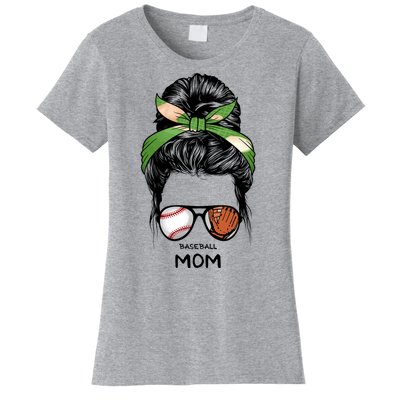 Baseball Mom Messy Bun Mom Life Mother's Day Women's T-Shirt