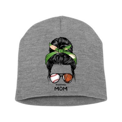 Baseball Mom Messy Bun Mom Life Mother's Day Short Acrylic Beanie