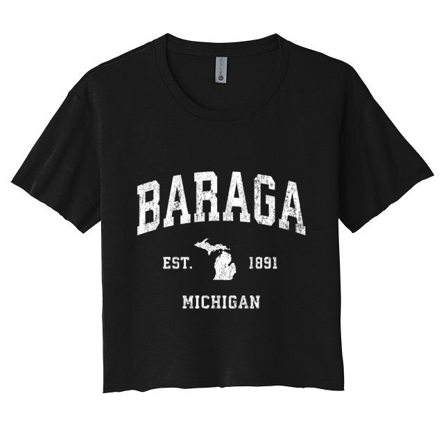 Baraga Michigan Mi Vintage Athletic Sports Crop Top
