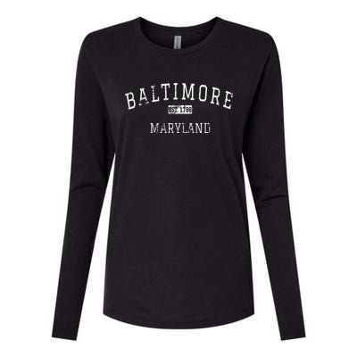 Baltimore Maryland MD Vintage Womens Cotton Relaxed Long Sleeve T-Shirt