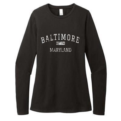 Baltimore Maryland MD Vintage Womens CVC Long Sleeve Shirt