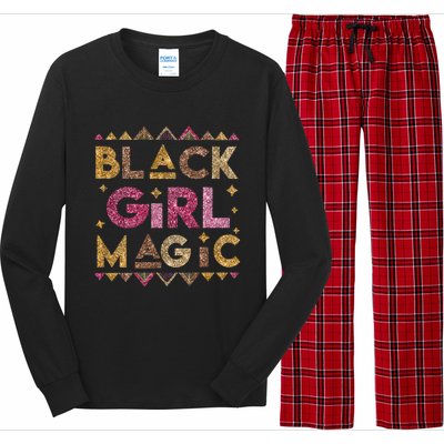 Black Magic Melanin Black History Month Glitter Gift Long Sleeve Pajama Set