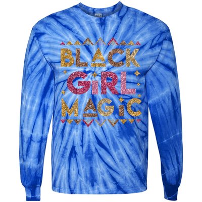 Black Magic Melanin Black History Month Glitter Gift Tie-Dye Long Sleeve Shirt