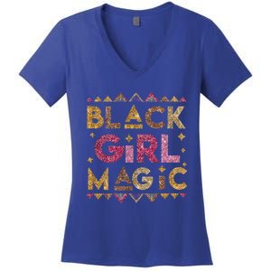 Black Magic Melanin Black History Month Glitter Gift Women's V-Neck T-Shirt