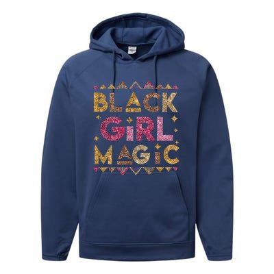 Black Magic Melanin Black History Month Glitter Gift Performance Fleece Hoodie