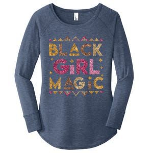 Black Magic Melanin Black History Month Glitter Gift Women's Perfect Tri Tunic Long Sleeve Shirt