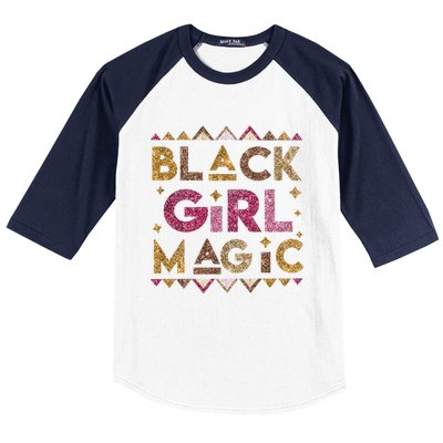 Black Magic Melanin Black History Month Glitter Gift Baseball Sleeve Shirt