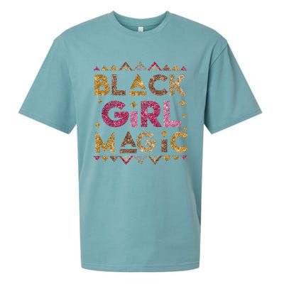 Black Magic Melanin Black History Month Glitter Gift Sueded Cloud Jersey T-Shirt