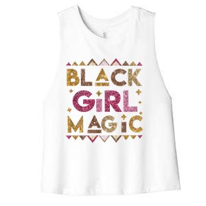 Black Magic Melanin Black History Month Glitter Gift Women's Racerback Cropped Tank