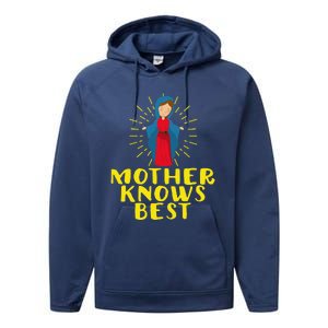 Blessed Mother Mary Knows Best Catholic Mother's Day Performance Fleece Hoodie