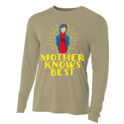 Blessed Mother Mary Knows Best Catholic Mother's Day Cooling Performance Long Sleeve Crew