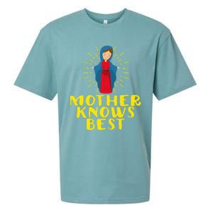 Blessed Mother Mary Knows Best Catholic Mother's Day Sueded Cloud Jersey T-Shirt