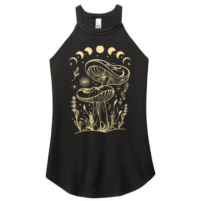 Boho Mushrooms Minimalism Cottage Core Aesthetic Goblincore Women's Perfect Tri Rocker Tank