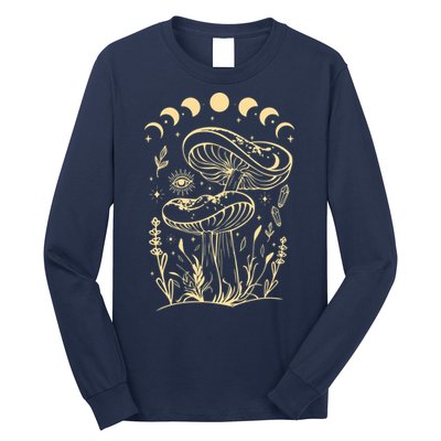 Boho Mushrooms Minimalism Cottage Core Aesthetic Goblincore Long Sleeve Shirt