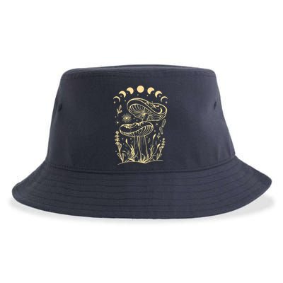Boho Mushrooms Minimalism Cottage Core Aesthetic Goblincore Sustainable Bucket Hat