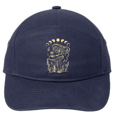 Boho Mushrooms Minimalism Cottage Core Aesthetic Goblincore 7-Panel Snapback Hat