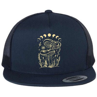 Boho Mushrooms Minimalism Cottage Core Aesthetic Goblincore Flatbill Hat