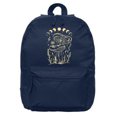 Boho Mushrooms Minimalism Cottage Core Aesthetic Goblincore 16 in Basic Backpack