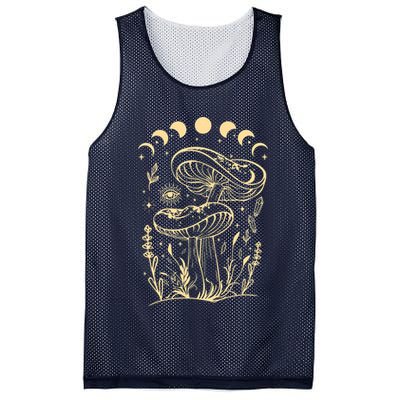 Boho Mushrooms Minimalism Cottage Core Aesthetic Goblincore Mesh Reversible Basketball Jersey Tank