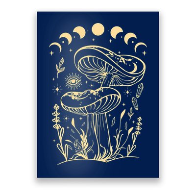 Boho Mushrooms Minimalism Cottage Core Aesthetic Goblincore Poster