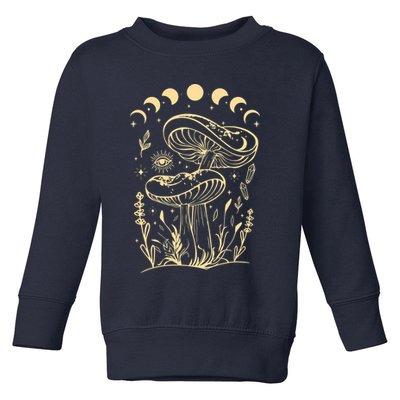 Boho Mushrooms Minimalism Cottage Core Aesthetic Goblincore Toddler Sweatshirt