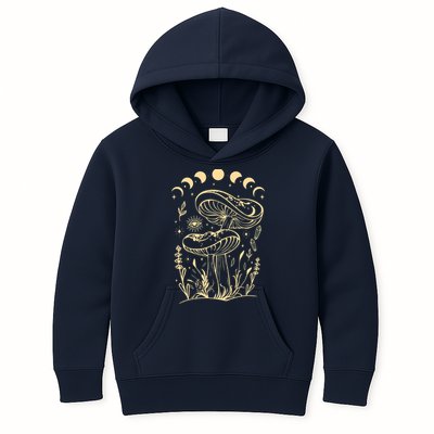 Boho Mushrooms Minimalism Cottage Core Aesthetic Goblincore Kids Hoodie