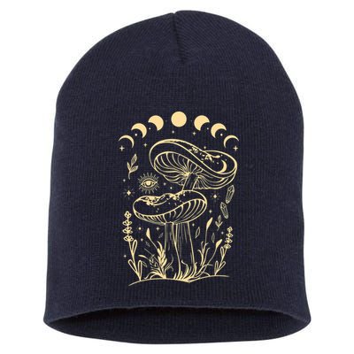 Boho Mushrooms Minimalism Cottage Core Aesthetic Goblincore Short Acrylic Beanie