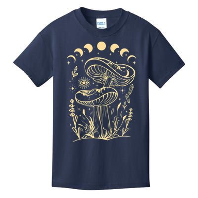Boho Mushrooms Minimalism Cottage Core Aesthetic Goblincore Kids T-Shirt