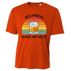 Bourbon Made Me Do It Blame Bourbon Funny Gift Whiskey Ers Gift Cooling Performance Crew T-Shirt