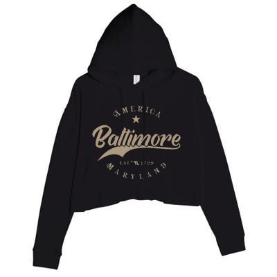 Baltimore Md Maryland Crop Fleece Hoodie