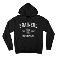 Brainerd Minnesota Mn Vintage American Flag Sports Hoodie