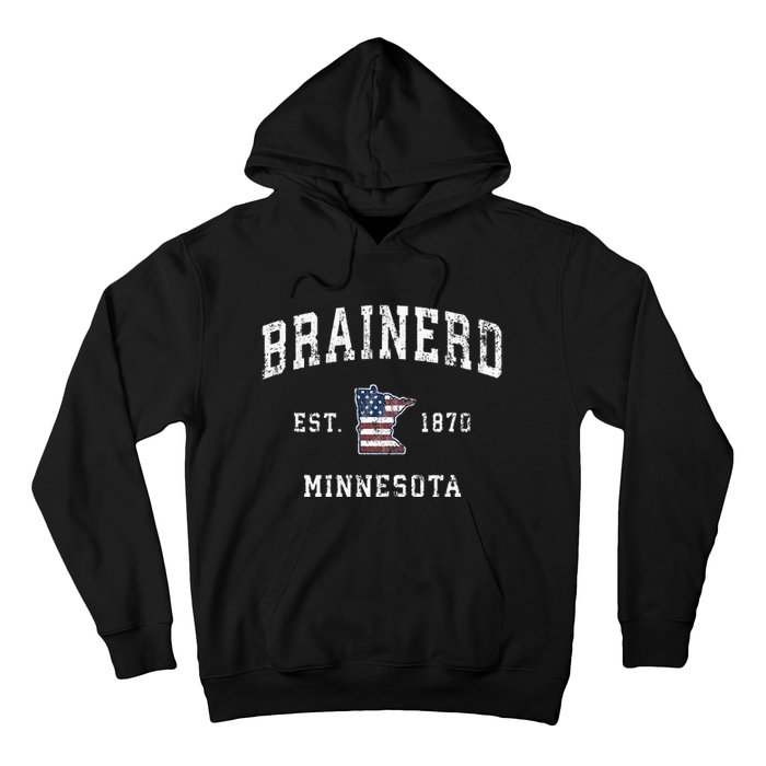 Brainerd Minnesota Mn Vintage American Flag Sports Hoodie