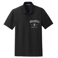 Brainerd Minnesota Mn Vintage American Flag Sports Dry Zone Grid Polo