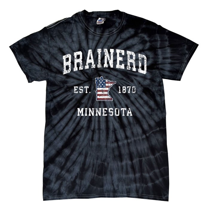 Brainerd Minnesota Mn Vintage American Flag Sports Tie-Dye T-Shirt