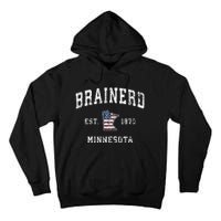 Brainerd Minnesota Mn Vintage American Flag Sports Tall Hoodie