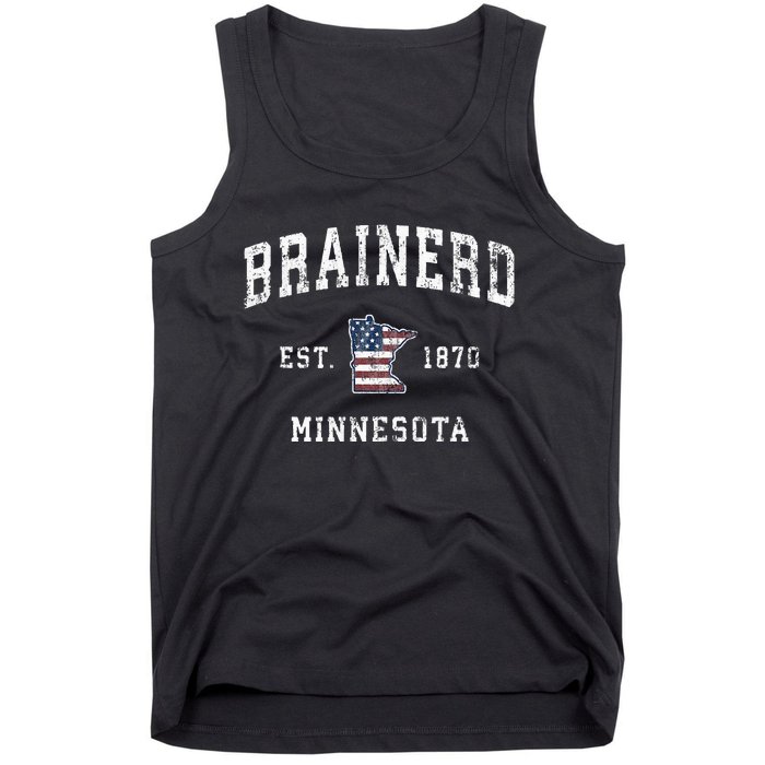 Brainerd Minnesota Mn Vintage American Flag Sports Tank Top