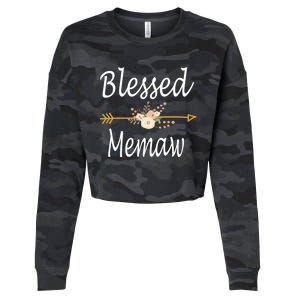 Blessed Memaw Meaningful Gift Mothers Day Funny Gift Cropped Pullover Crew