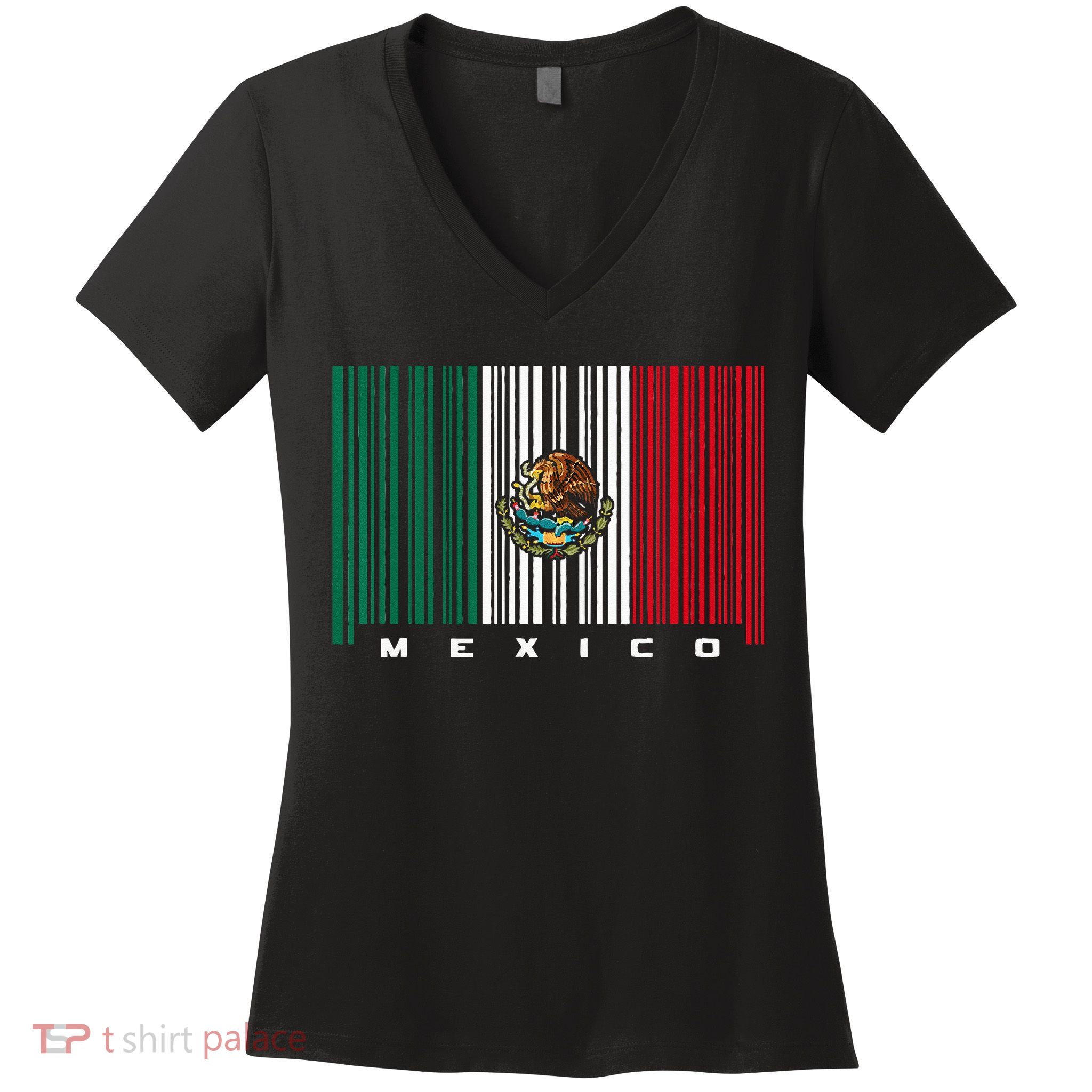Barcode Mexico Mexican Flag Women's V-Neck T-Shirt