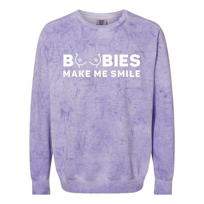 Boobies Make Me Smile Funny Adult Humor Colorblast Crewneck Sweatshirt