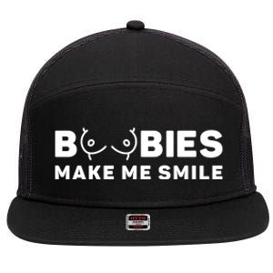 Boobies Make Me Smile Funny Adult Humor 7 Panel Mesh Trucker Snapback Hat