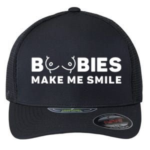 Boobies Make Me Smile Funny Adult Humor Flexfit Unipanel Trucker Cap