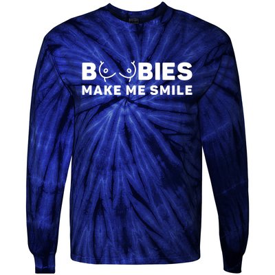 Boobies Make Me Smile Funny Adult Humor Tie-Dye Long Sleeve Shirt