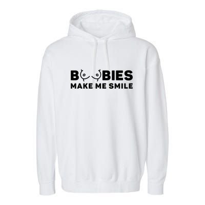 Boobies Make Me Smile Funny Adult Humor Garment-Dyed Fleece Hoodie