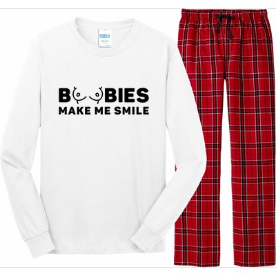 Boobies Make Me Smile Funny Adult Humor Long Sleeve Pajama Set