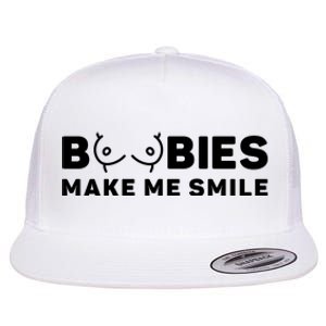 Boobies Make Me Smile Funny Adult Humor Flat Bill Trucker Hat