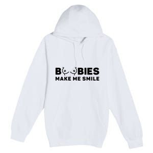 Boobies Make Me Smile Funny Adult Humor Premium Pullover Hoodie